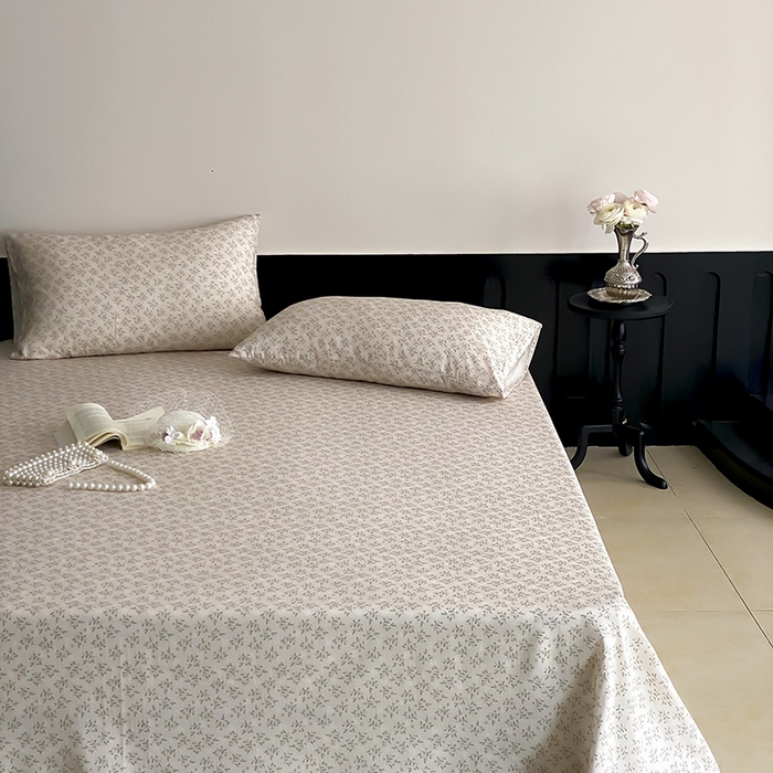 91家纺网 家纺一手货源 找家纺 时光里 2025新款双层纱系列ins风床单 叶柳