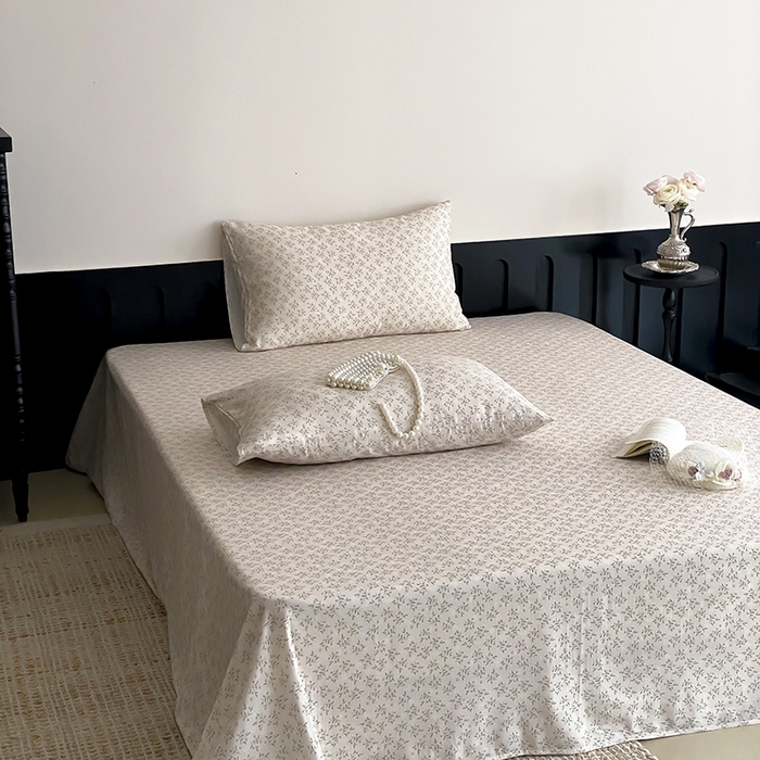 91家纺网 家纺一手货源 找家纺 时光里 2025新款双层纱系列ins风床单 叶柳