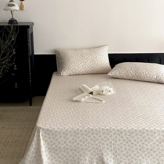 91家纺网 家纺一手货源 找家纺 时光里 2025新款双层纱系列ins风床单 叶柳