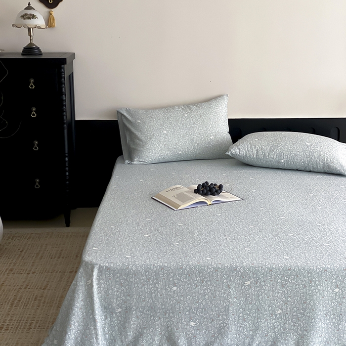 91家纺网 家纺一手货源 找家纺 时光里 2025新款双层纱系列ins风床单 晓时光-蓝