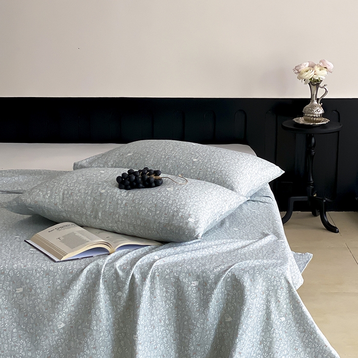 91家纺网 家纺一手货源 找家纺 时光里 2025新款双层纱系列ins风床单 晓时光-蓝