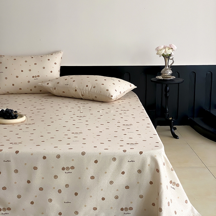 91家纺网 家纺一手货源 找家纺 时光里 2025新款双层纱系列ins风床单 南瓜小贝