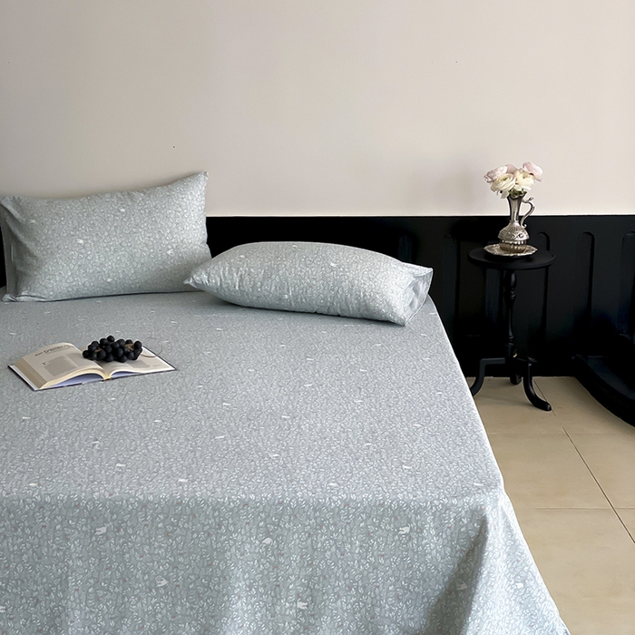 91家纺网 家纺一手货源 找家纺 时光里 2025新款双层纱系列ins风床单 晓时光-蓝