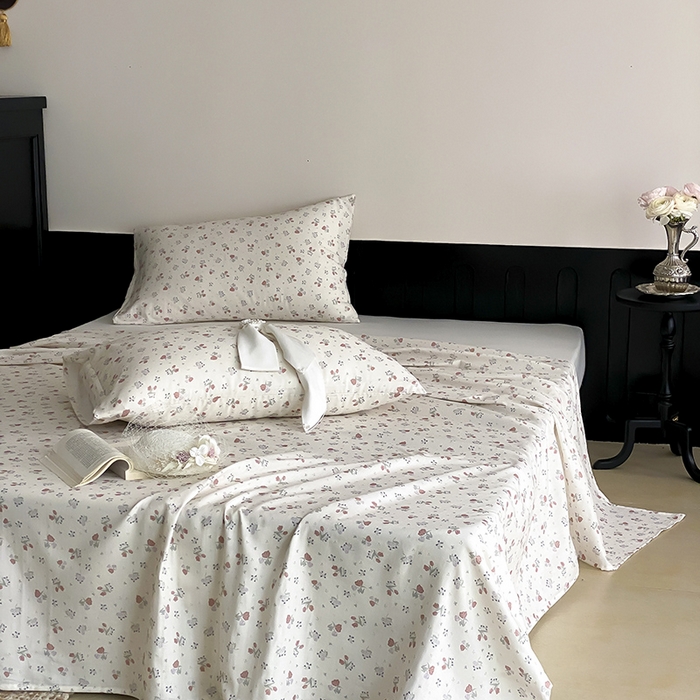 91家纺网 家纺一手货源 找家纺 时光里 2025新款双层纱系列ins风床单 岁月静好-桔