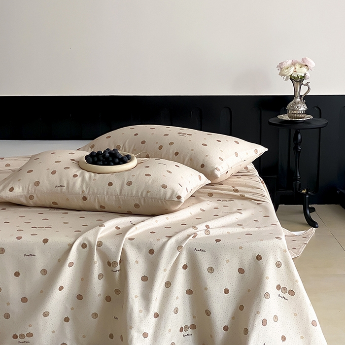 91家纺网 家纺一手货源 找家纺 时光里 2025新款双层纱系列ins风床单 南瓜小贝