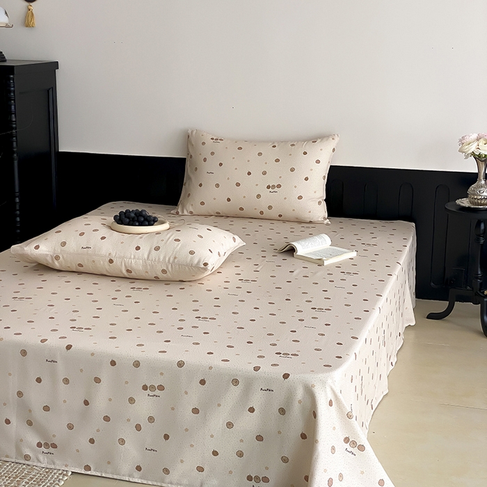 91家纺网 家纺一手货源 找家纺 时光里 2025新款双层纱系列ins风床单 南瓜小贝