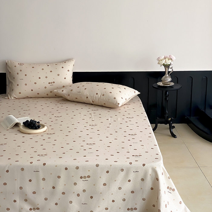 91家纺网 家纺一手货源 找家纺 时光里 2025新款双层纱系列ins风床单 南瓜小贝