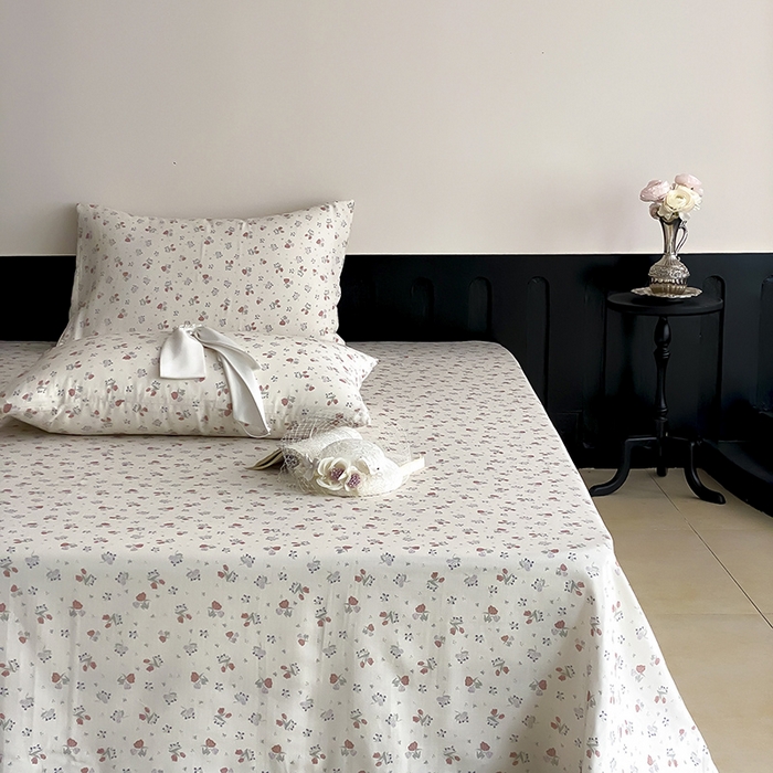 91家纺网 家纺一手货源 找家纺 时光里 2025新款双层纱系列ins风床单 岁月静好-桔