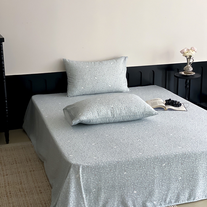 91家纺网 家纺一手货源 找家纺 时光里 2025新款双层纱系列ins风床单 晓时光-蓝