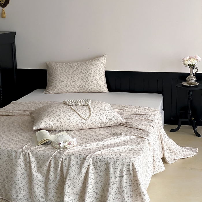 91家纺网 家纺一手货源 找家纺 时光里 2025新款双层纱系列ins风枕套 叶柳