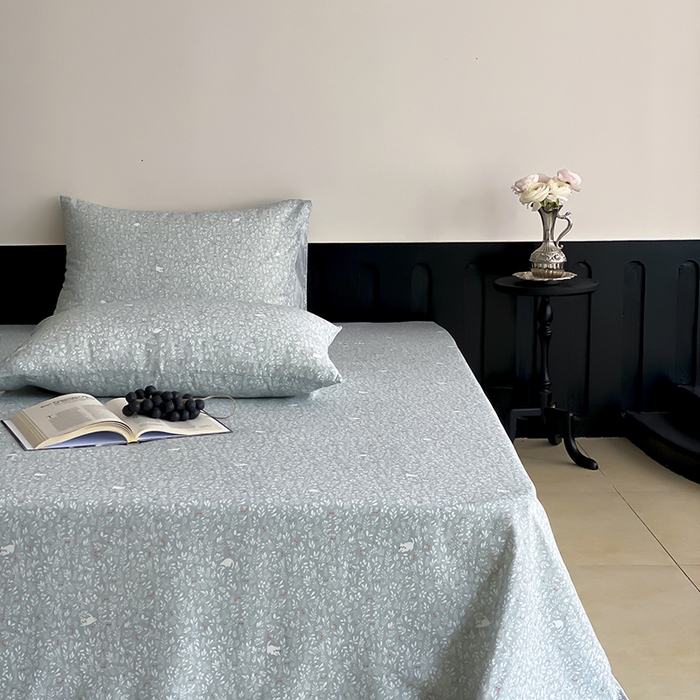 91家纺网 家纺一手货源 找家纺 时光里 2025新款双层纱系列ins风枕套 晓时光-蓝