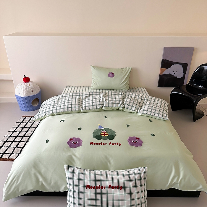 91家纺网 家纺一手货源 找家纺 时光里 2025新款100S卡通风贡缎毛巾绣四件套 许愿树