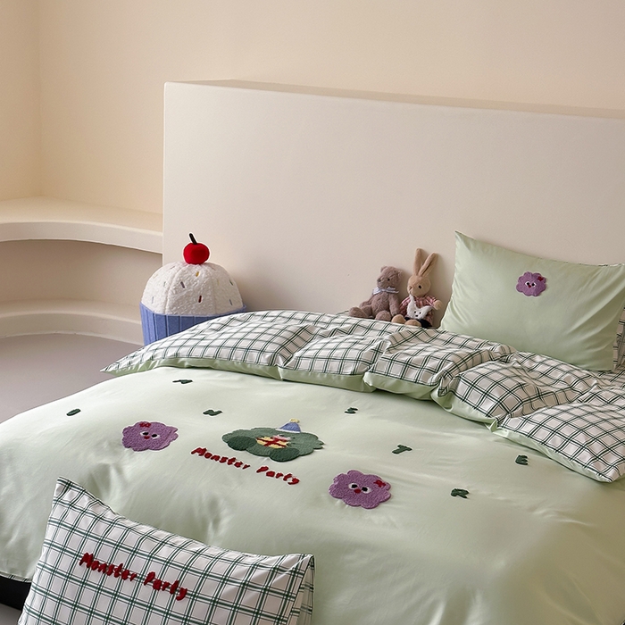 91家纺网 家纺一手货源 找家纺 时光里 2025新款100S卡通风贡缎毛巾绣四件套 许愿树