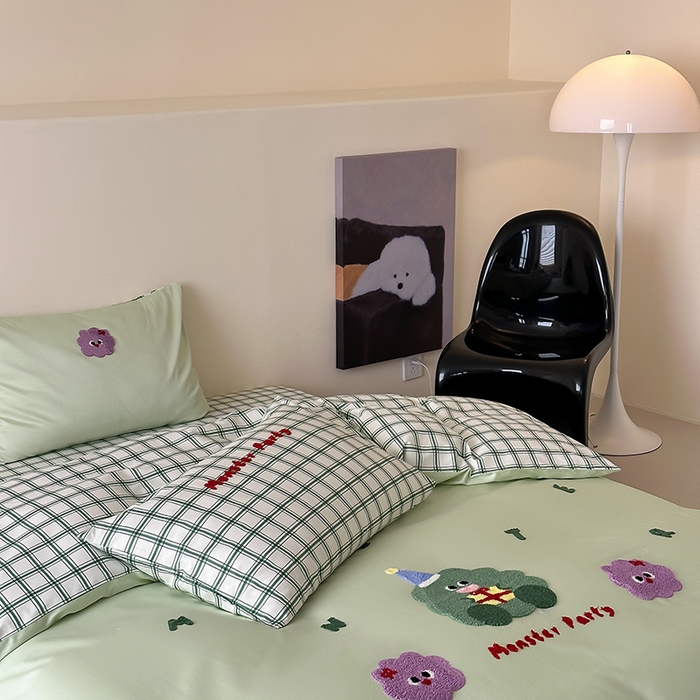 91家纺网 家纺一手货源 找家纺 时光里 2025新款100S卡通风贡缎毛巾绣四件套 许愿树