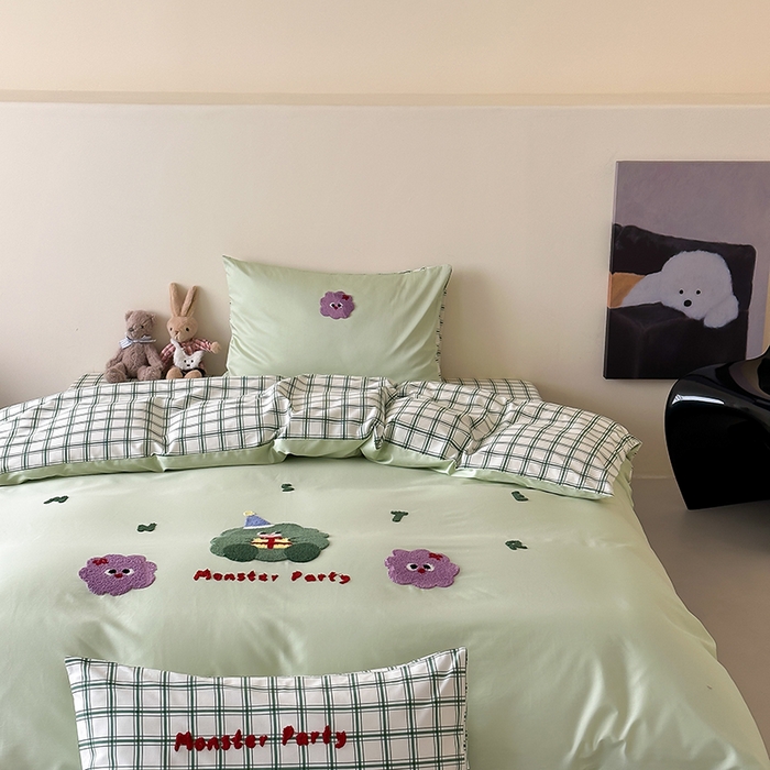 91家纺网 家纺一手货源 找家纺 时光里 2025新款100S卡通风贡缎毛巾绣四件套 许愿树