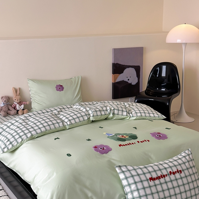 91家纺网 家纺一手货源 找家纺 时光里 2025新款100S卡通风贡缎毛巾绣四件套 许愿树