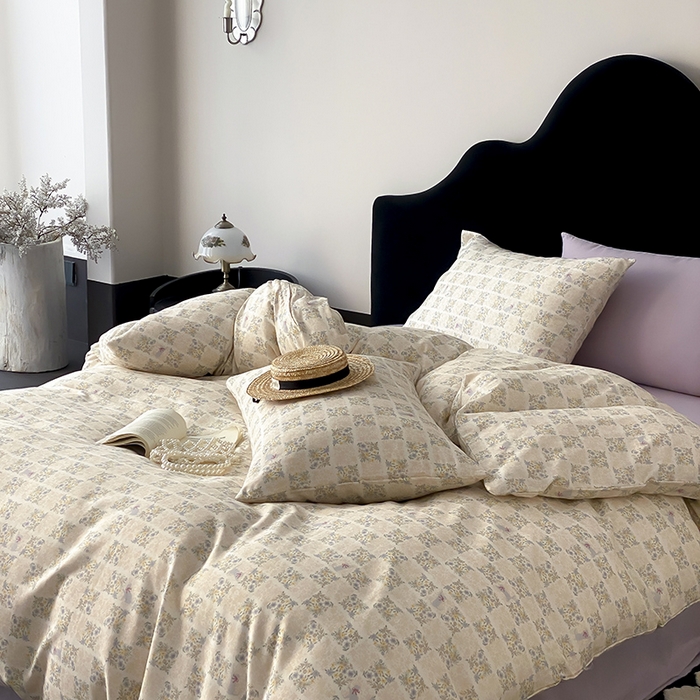 91家纺网 家纺一手货源 找家纺 （总）时光里 2025新款A类全棉双层纱复古花卉色单品与套件