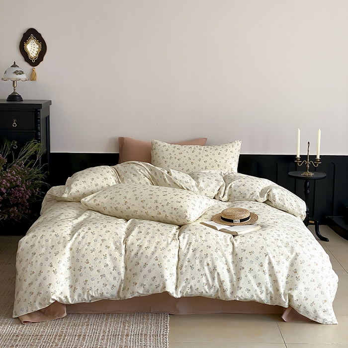 91家纺网 家纺一手货源 找家纺 时光里 2025新款A类全棉双层纱复古花卉色单品与套件 岁月静好-绿