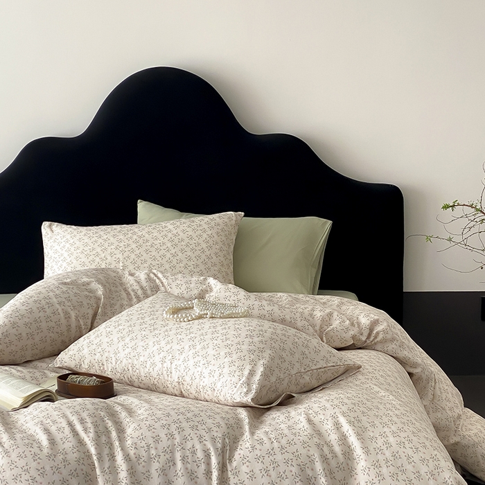 91家纺网 家纺一手货源 找家纺 时光里 2025新款A类全棉双层纱复古花卉色单品与套件 叶柳