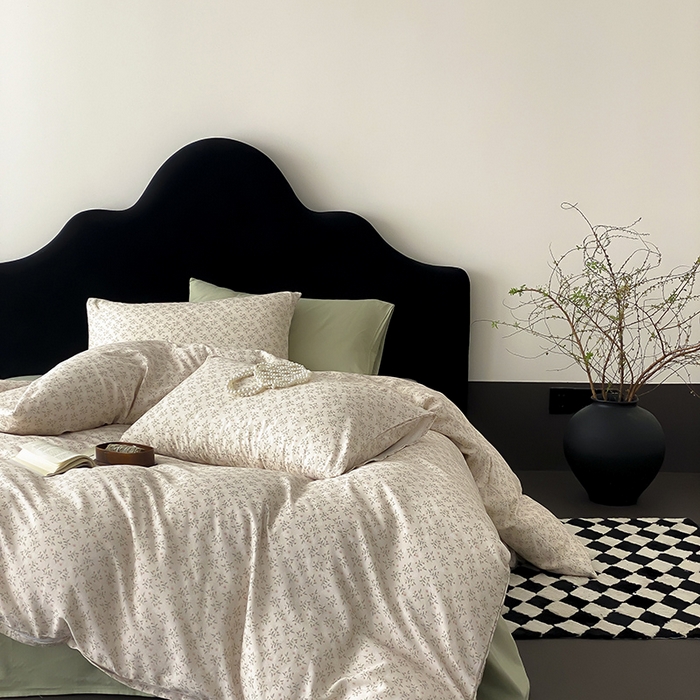 91家纺网 家纺一手货源 找家纺 时光里 2025新款A类全棉双层纱复古花卉色单品与套件 叶柳