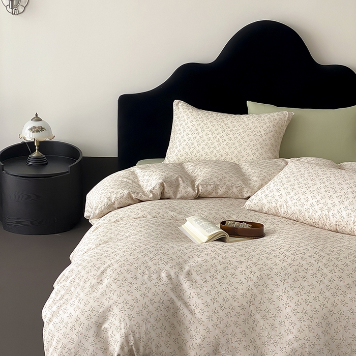 91家纺网 家纺一手货源 找家纺 时光里 2025新款A类全棉双层纱复古花卉色单品与套件 叶柳