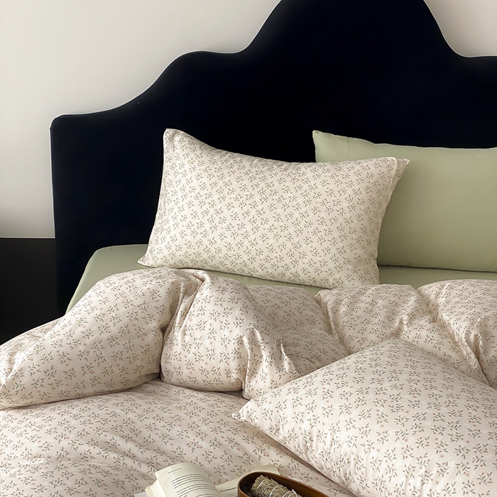 91家纺网 家纺一手货源 找家纺 时光里 2025新款A类全棉双层纱复古花卉色单品与套件 叶柳