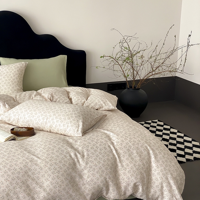 91家纺网 家纺一手货源 找家纺 时光里 2025新款A类全棉双层纱复古花卉色单品与套件 叶柳