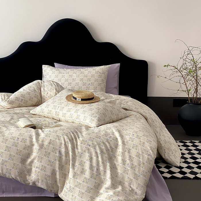 91家纺网 家纺一手货源 找家纺 时光里 2025新款A类全棉双层纱复古花卉色单品与套件 花裳