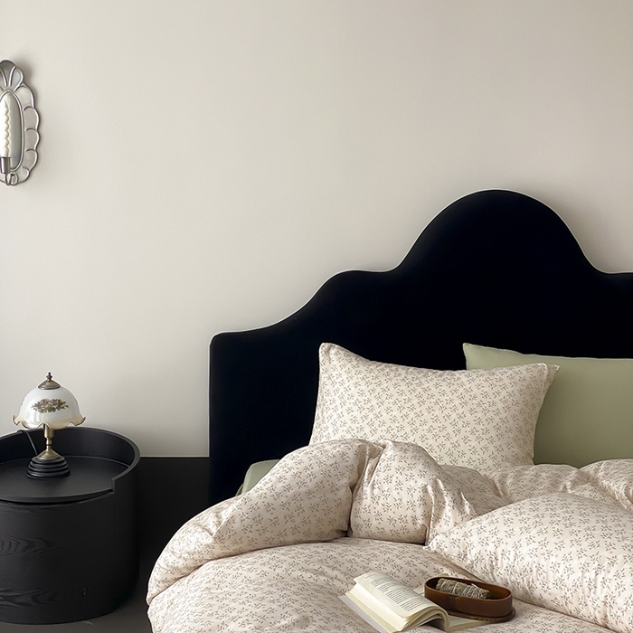 91家纺网 家纺一手货源 找家纺 时光里 2025新款A类全棉双层纱复古花卉色单品与套件 叶柳