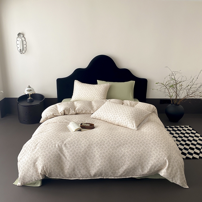 时光里 2025新款A类全棉双层纱复古花卉色单品与套件 叶柳