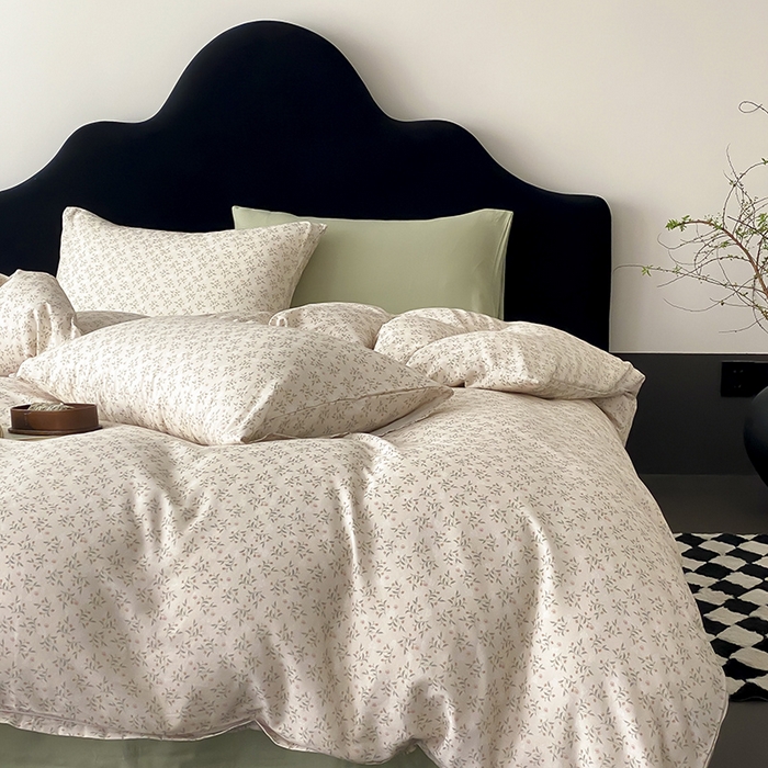 91家纺网 家纺一手货源 找家纺 时光里 2025新款A类全棉双层纱复古花卉色单品与套件 叶柳