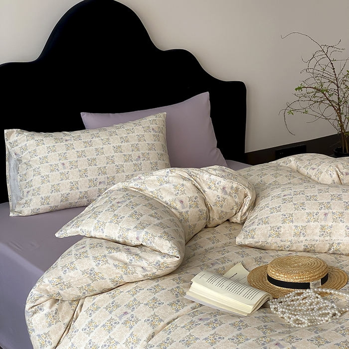 91家纺网 家纺一手货源 找家纺 时光里 2025新款A类全棉双层纱复古花卉色单品与套件 花裳