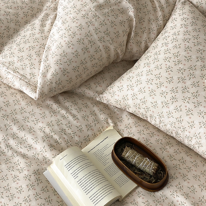 91家纺网 家纺一手货源 找家纺 时光里 2025新款A类全棉双层纱复古花卉色单品与套件 叶柳