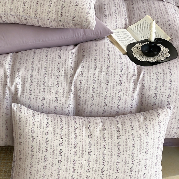 91家纺网 家纺一手货源 找家纺 时光里 2025新款A类全棉双层纱复古花卉色单品与套件 春风里-紫