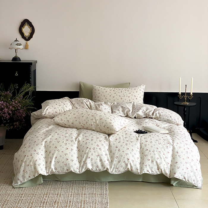 时光里 2025新款A类全棉双层纱复古花卉色单品与套件 岁月静好-桔