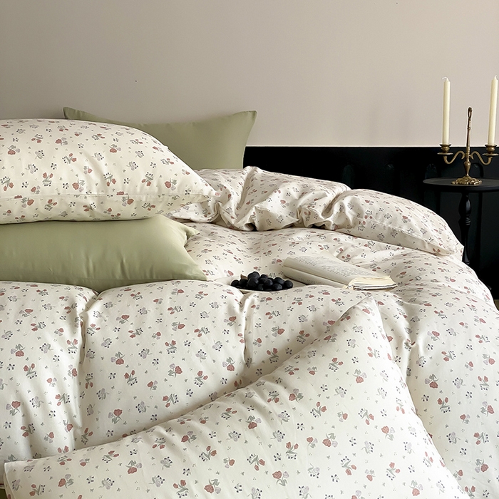 91家纺网 家纺一手货源 找家纺 时光里 2025新款A类全棉双层纱复古花卉色单品与套件 岁月静好-桔