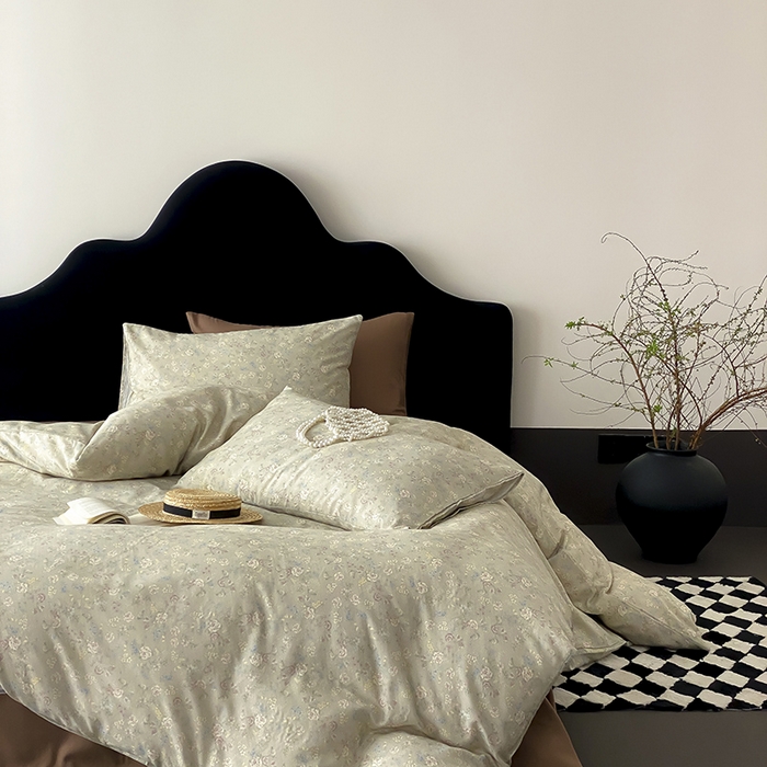 91家纺网 家纺一手货源 找家纺 时光里 2025新款A类全棉双层纱复古花卉色单品与套件 花与浔