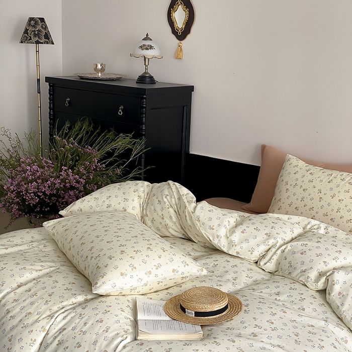 91家纺网 家纺一手货源 找家纺 时光里 2025新款A类全棉双层纱复古花卉色单品与套件 岁月静好-绿