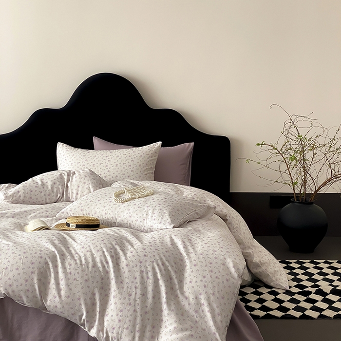 91家纺网 家纺一手货源 找家纺 时光里 2025新款A类全棉双层纱复古花卉色单品与套件 花漾记-紫