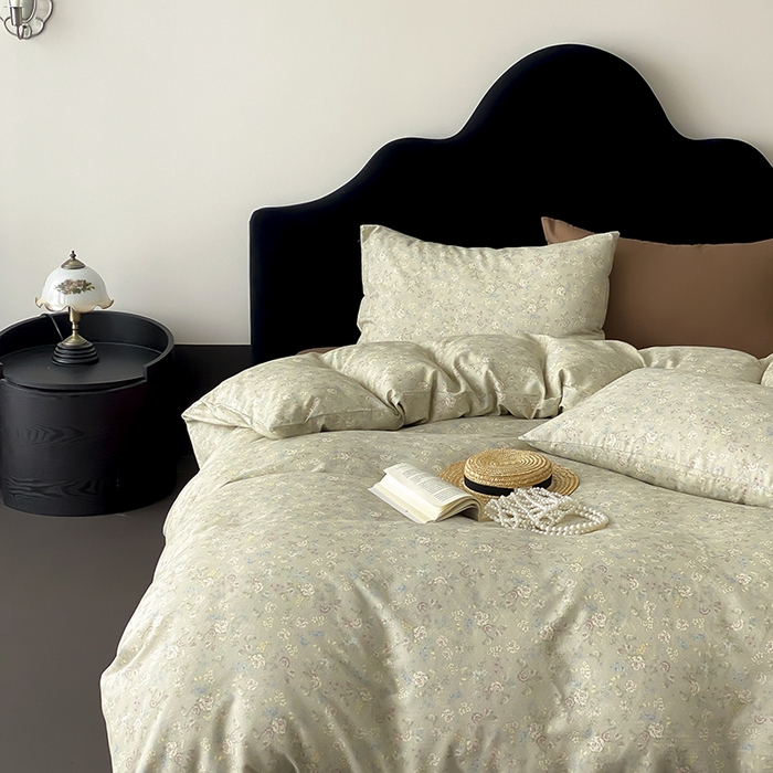 91家纺网 家纺一手货源 找家纺 时光里 2025新款A类全棉双层纱复古花卉色单品与套件 花与浔