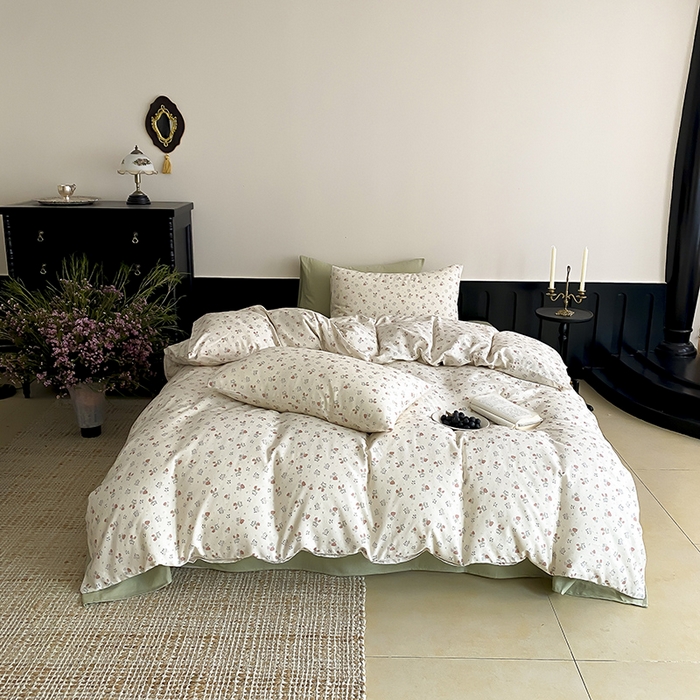 91家纺网 家纺一手货源 找家纺 时光里 2025新款A类全棉双层纱复古花卉色单品与套件 岁月静好-桔