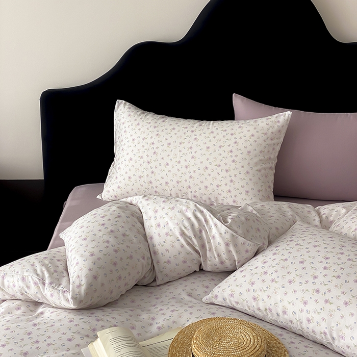 91家纺网 家纺一手货源 找家纺 时光里 2025新款A类全棉双层纱复古花卉色单品与套件 花漾记-紫