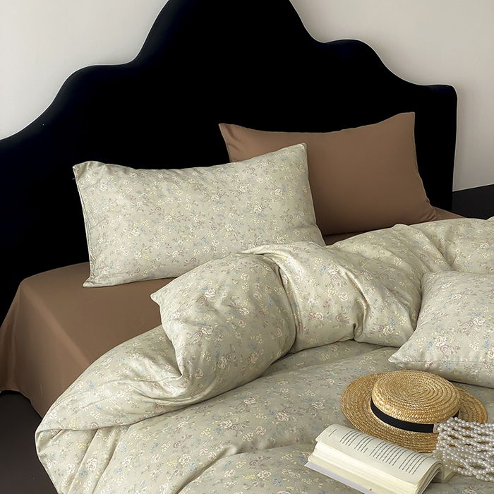 91家纺网 家纺一手货源 找家纺 时光里 2025新款A类全棉双层纱复古花卉色单品与套件 花与浔