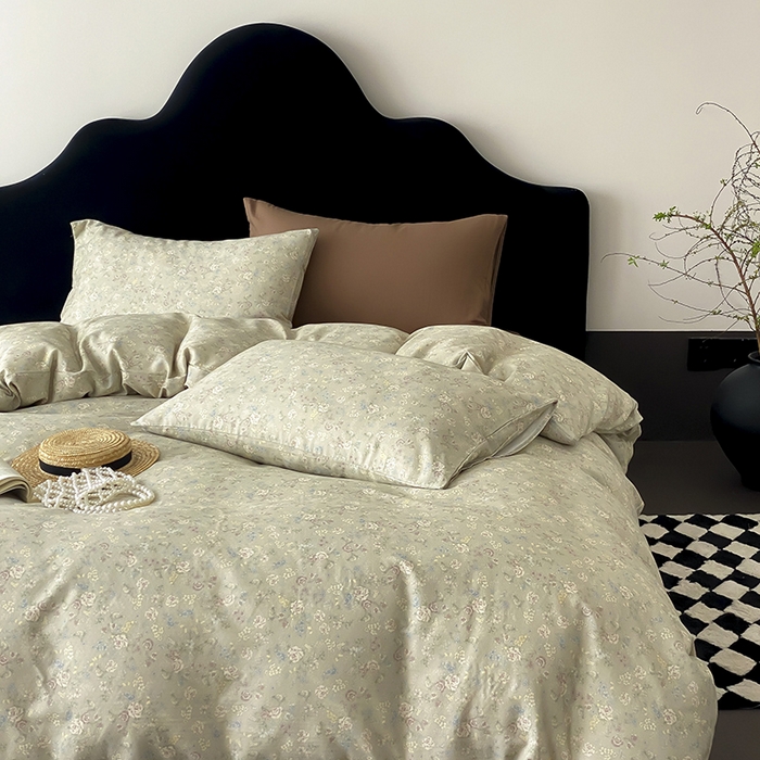 91家纺网 家纺一手货源 找家纺 时光里 2025新款A类全棉双层纱复古花卉色单品与套件 花与浔