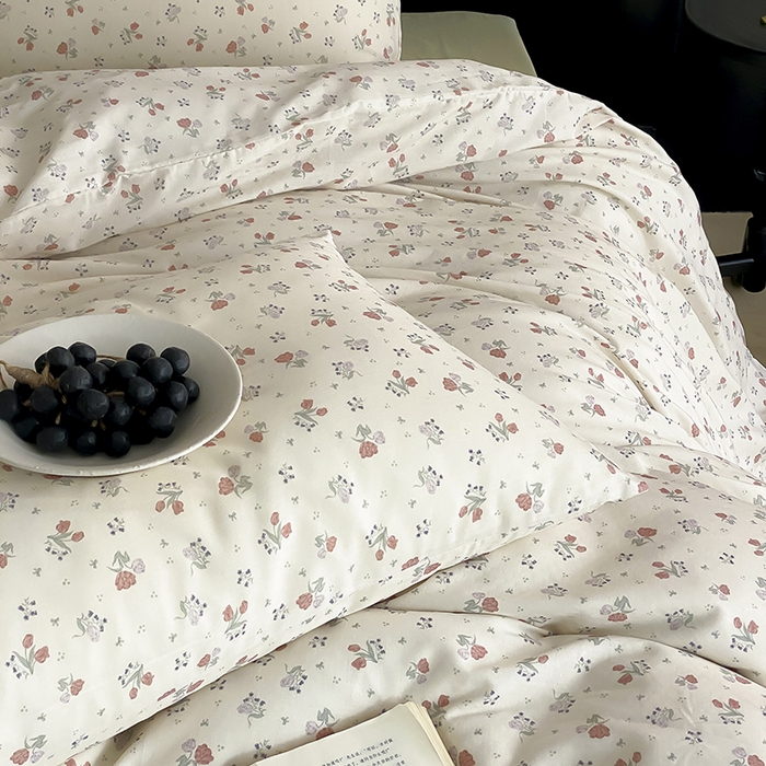 91家纺网 家纺一手货源 找家纺 时光里 2025新款A类全棉双层纱复古花卉色单品与套件 岁月静好-桔