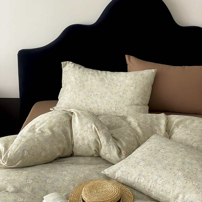 91家纺网 家纺一手货源 找家纺 时光里 2025新款A类全棉双层纱复古花卉色单品与套件 花与浔