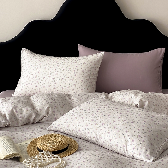 91家纺网 家纺一手货源 找家纺 时光里 2025新款A类全棉双层纱复古花卉色单品与套件 花漾记-紫