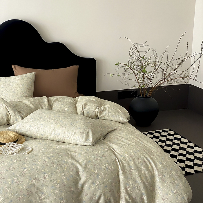 91家纺网 家纺一手货源 找家纺 时光里 2025新款A类全棉双层纱复古花卉色单品与套件 花与浔