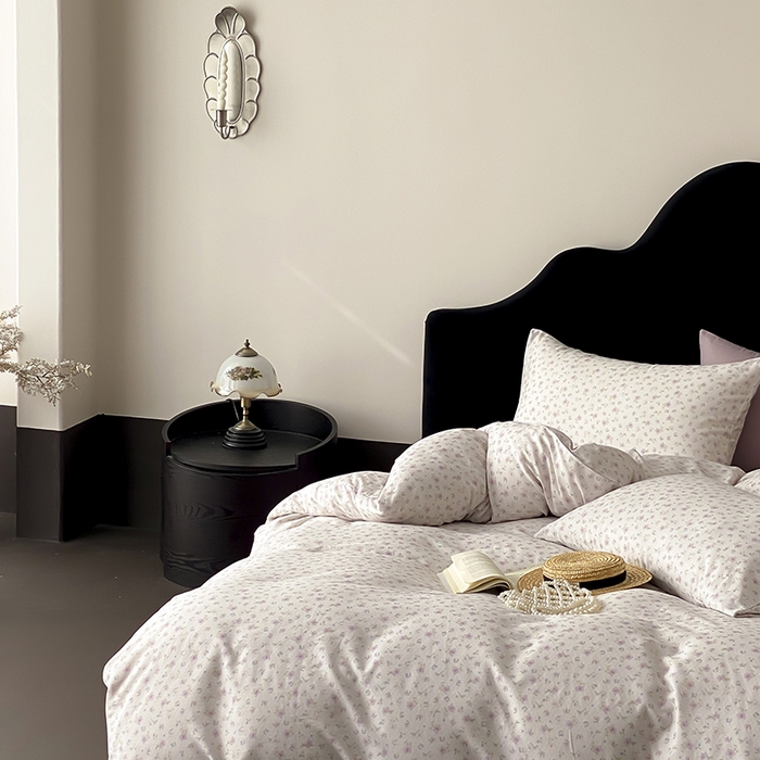 91家纺网 家纺一手货源 找家纺 时光里 2025新款A类全棉双层纱复古花卉色单品与套件 花漾记-紫