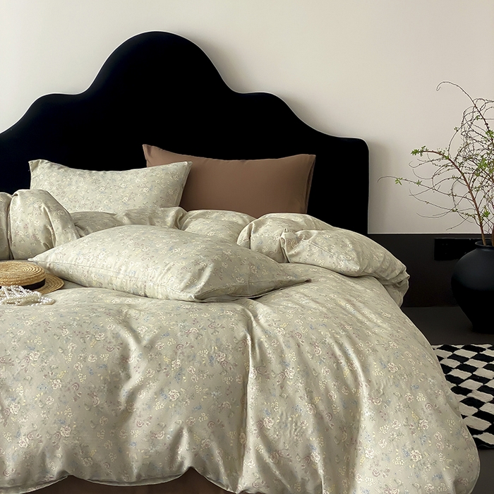 91家纺网 家纺一手货源 找家纺 时光里 2025新款A类全棉双层纱复古花卉色单品与套件 花与浔